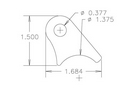 4130 1/8" THK, 3/8" HOLE, 3/4" HT, 1 3/8" TUBE RADIUS CHASSIS TAB - QTY 4